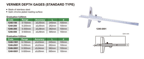 Βαθύμετρο Βερνιέρος Ανοξείδωτο